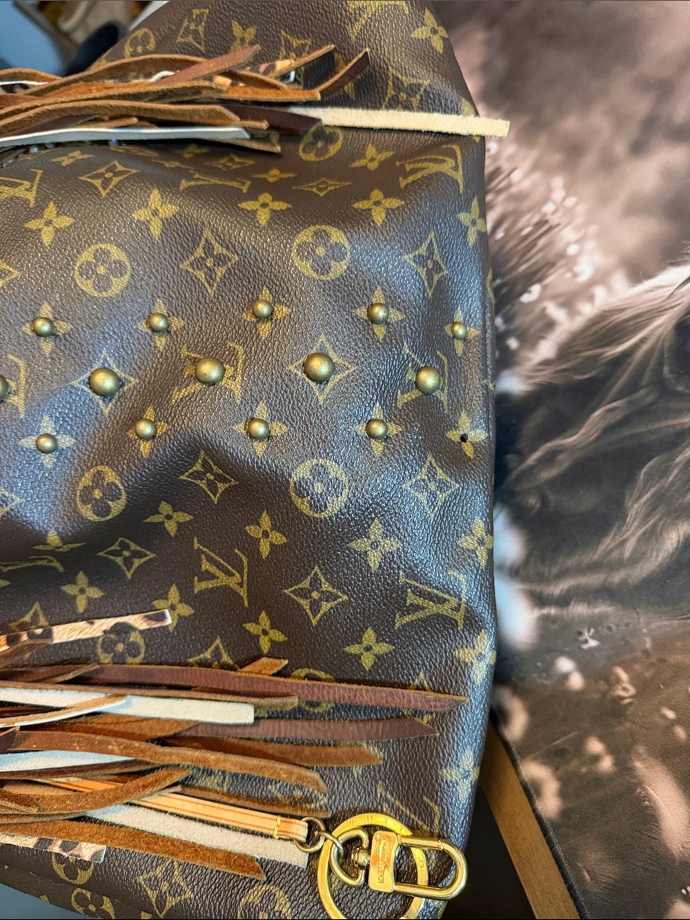 Louis Vuitton Brown Monogram Studded Fringe Hobo - Picture 8 of 8